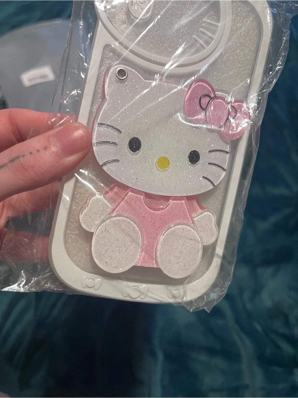 Hello Kitty Style Pink Glitter Phone Case (White Trim)